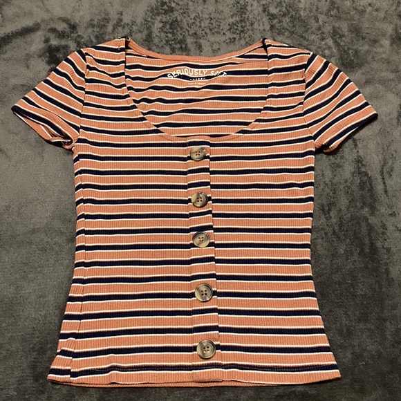 Aeropostale Seriously Soft Striped Baby T Top with Bottons - Picture 1 of 2